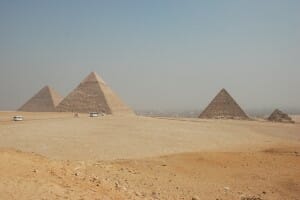 Looking at the pyramids from the Western Plateau.