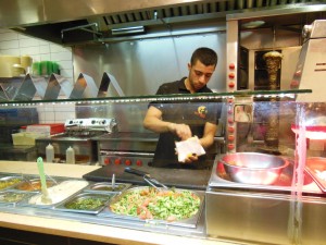 Ordering felafel at Hamarosh