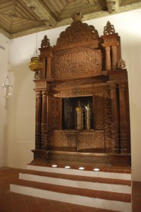 Holy Ark with Torahs inside Kadavumbagam Synagogue