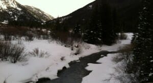 Bridge over Snake River Bottom of River Run Keystone, Colorado
