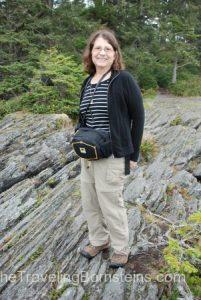 Sandy Bornstein hiking a trail at Botanical Beach on Vancouver Island, British Columbia